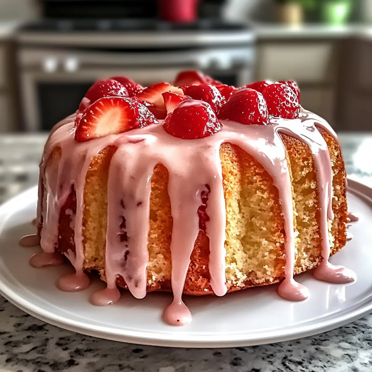 Delightful Strawberry Cream Cheese Pound Cake with Strawberry Glaze