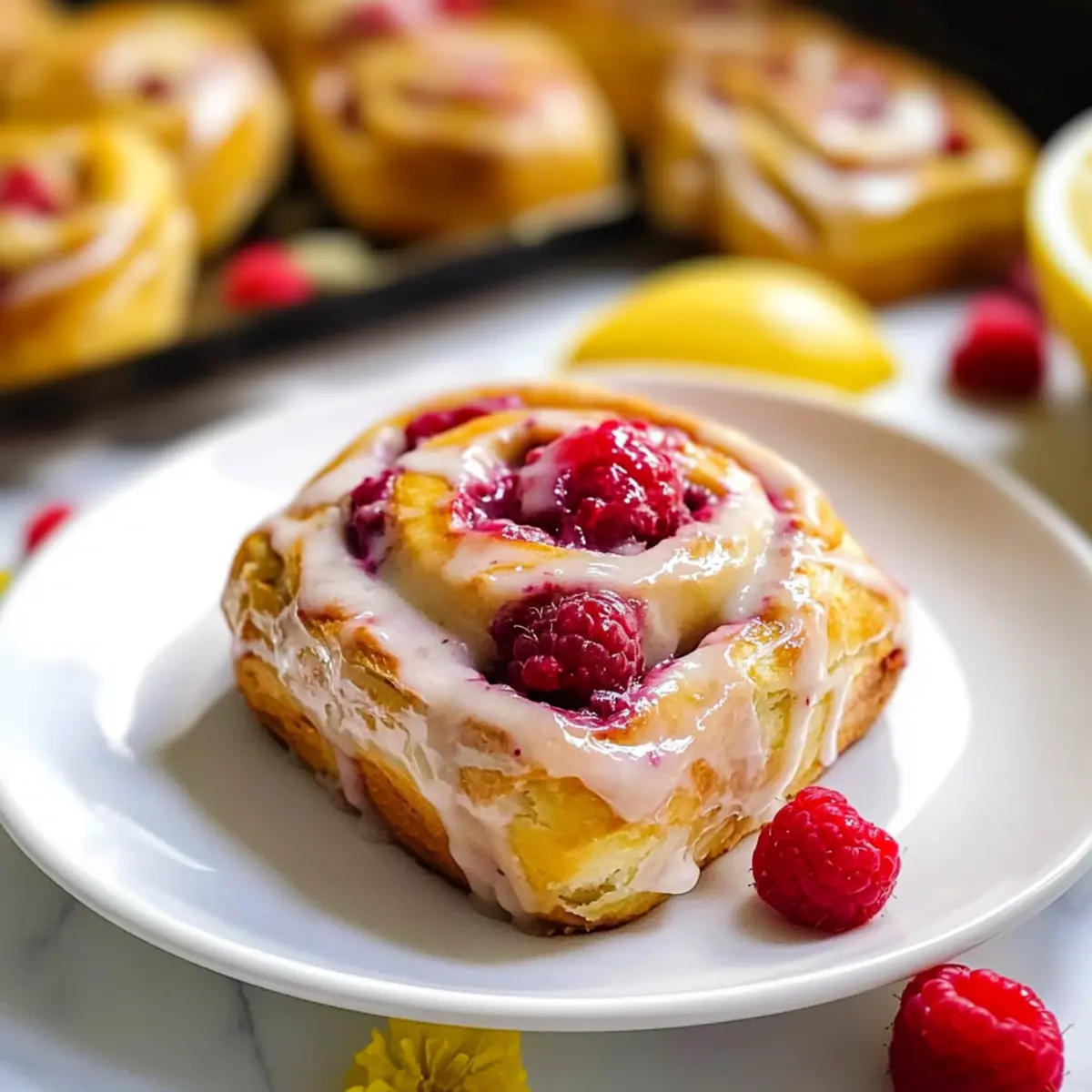 Overnight Raspberry Sweet Rolls with Lemon Cream Cheese Glaze Bliss