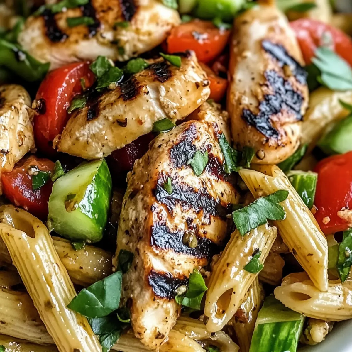 Grilled Chicken Pasta Salad with Balsamic Vinaigrette Bliss