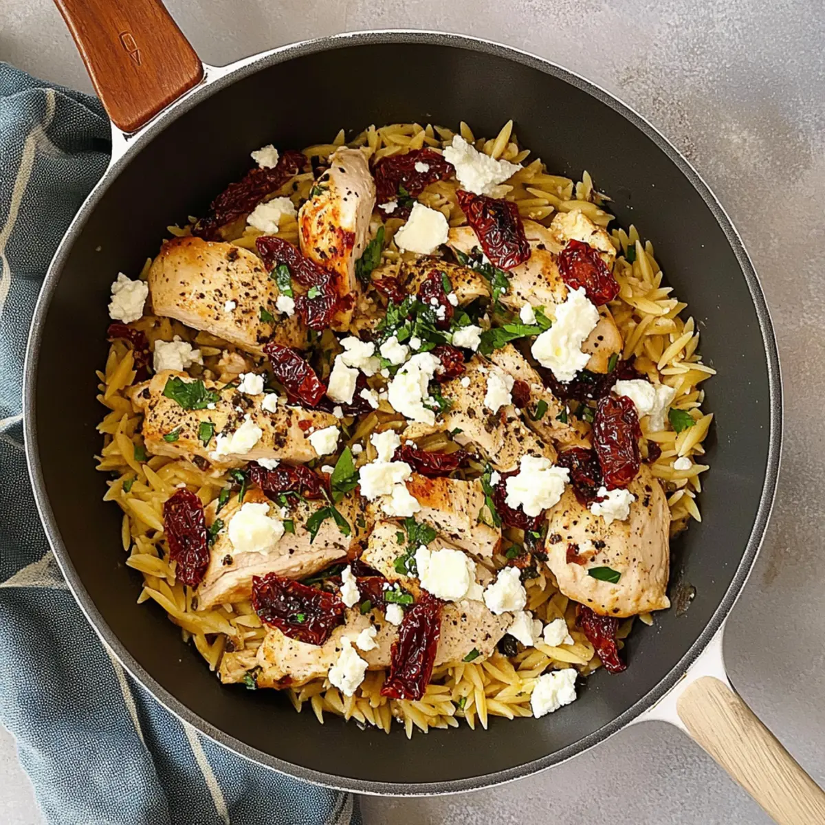 Easy Mediterranean Chicken and Orzo Skillet in 30 Minutes