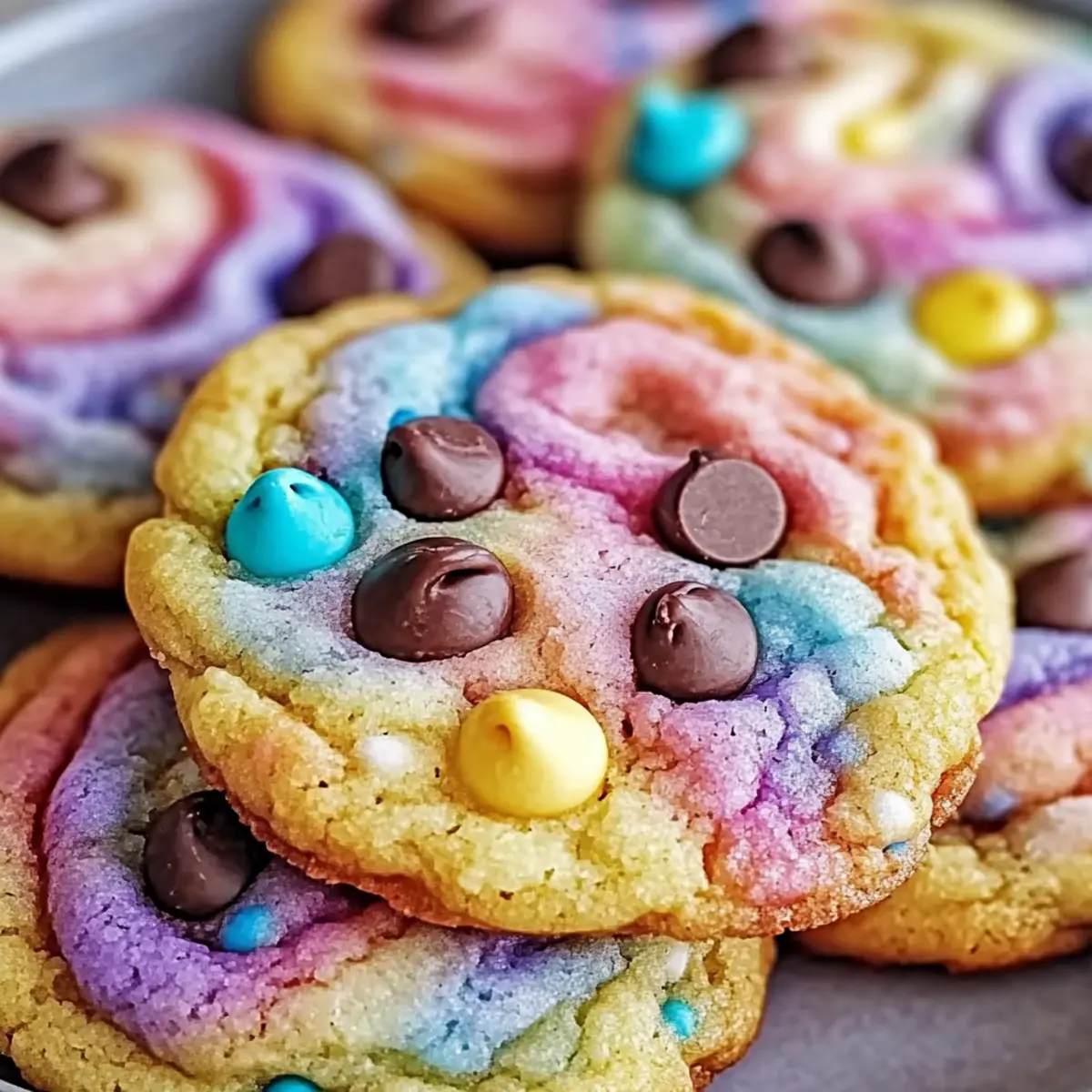Easter Chocolate Chip Cookies with Colorful Swirls