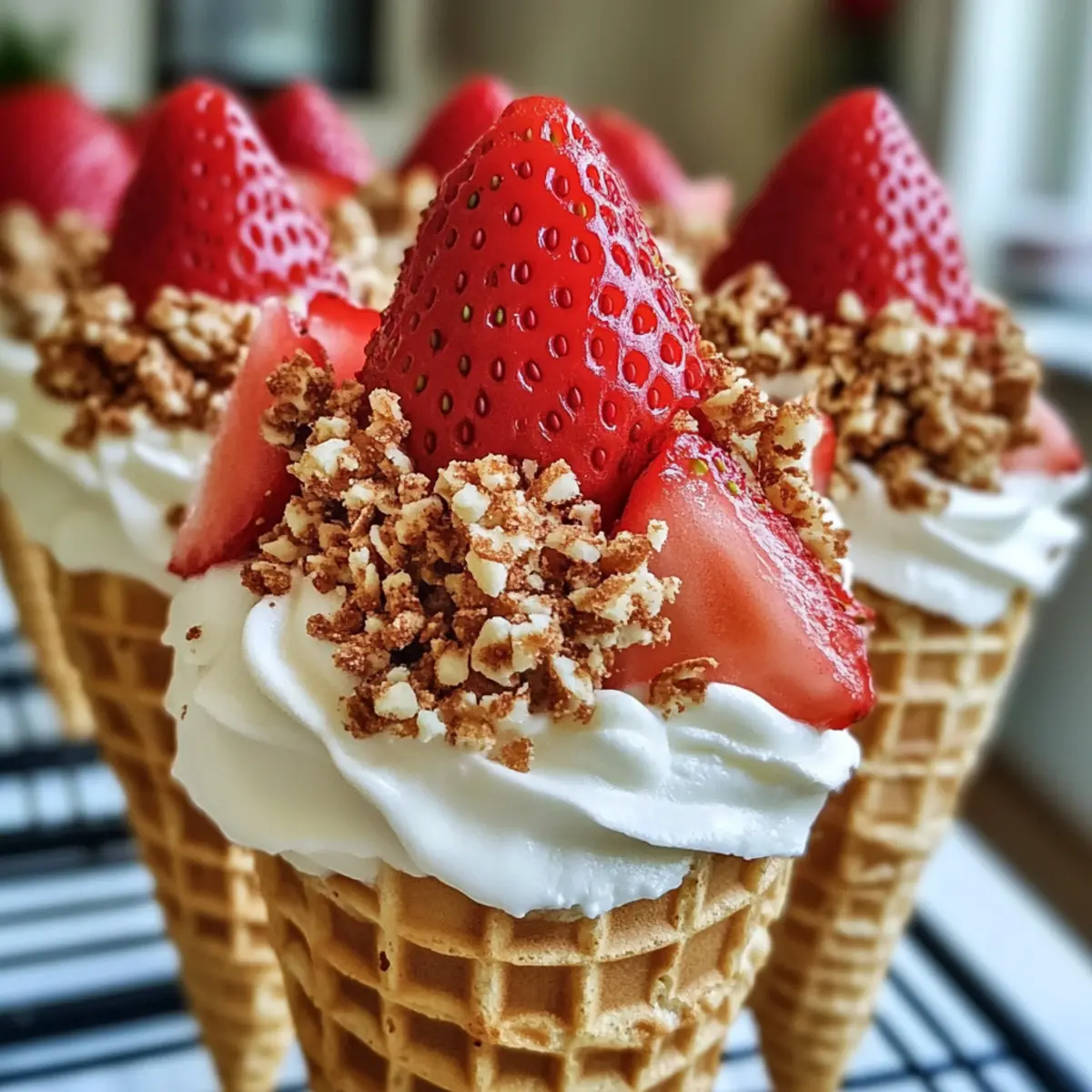 Delicious Strawberry Crunch Cheesecake Cones for Summer Fun
