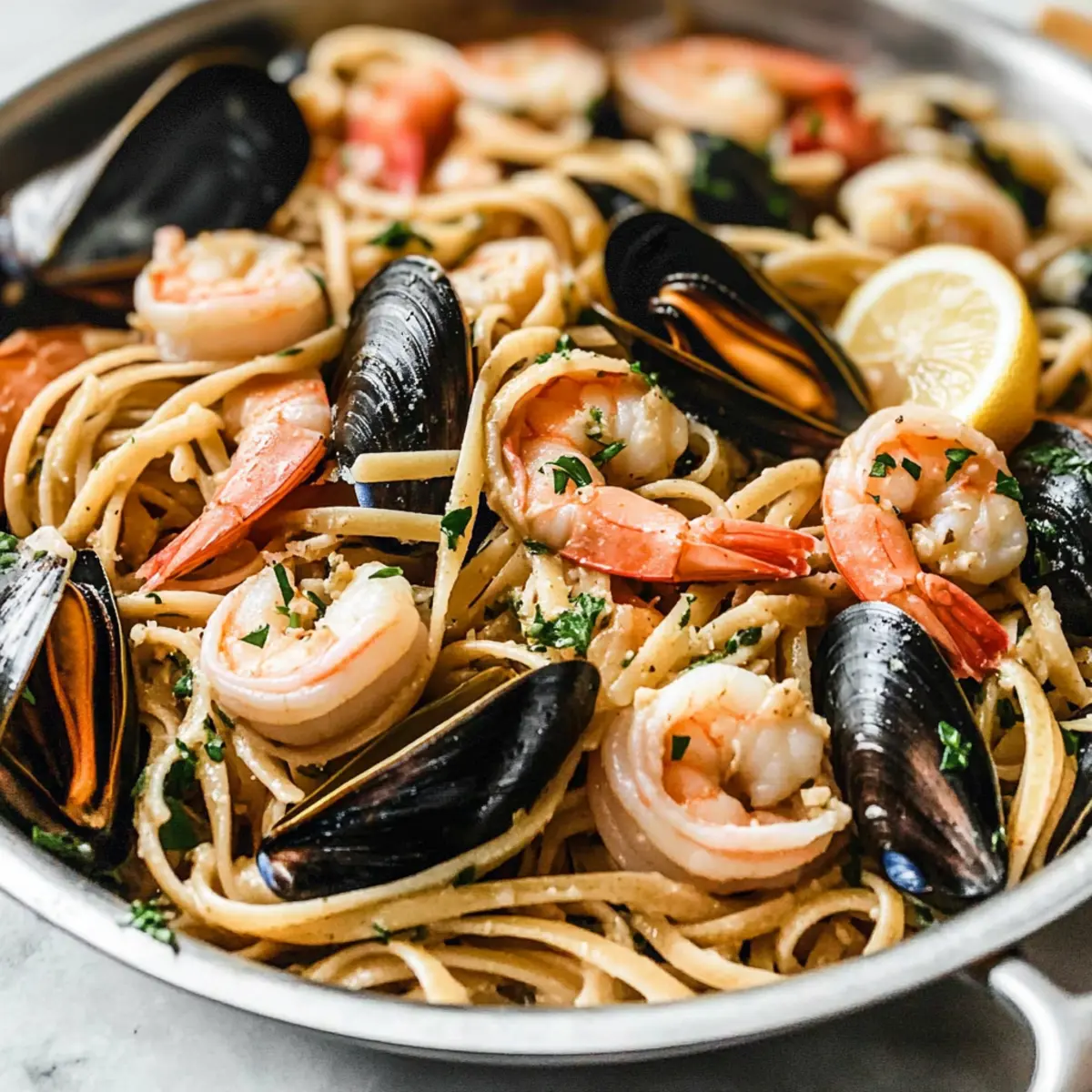Delicious Seafood Pasta with Garlic White Wine Sauce
