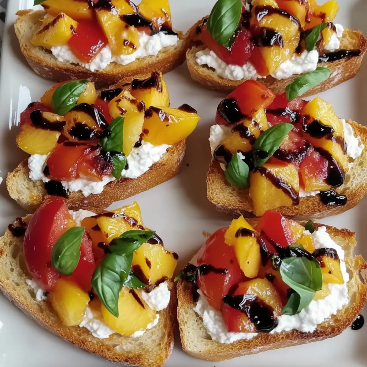 Peach Bruschetta with Whipped Ricotta for a Summer Delight