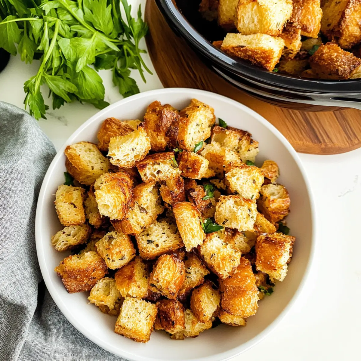 Garlic and Herb Croissant Croutons for Gourmet Everyday Meals