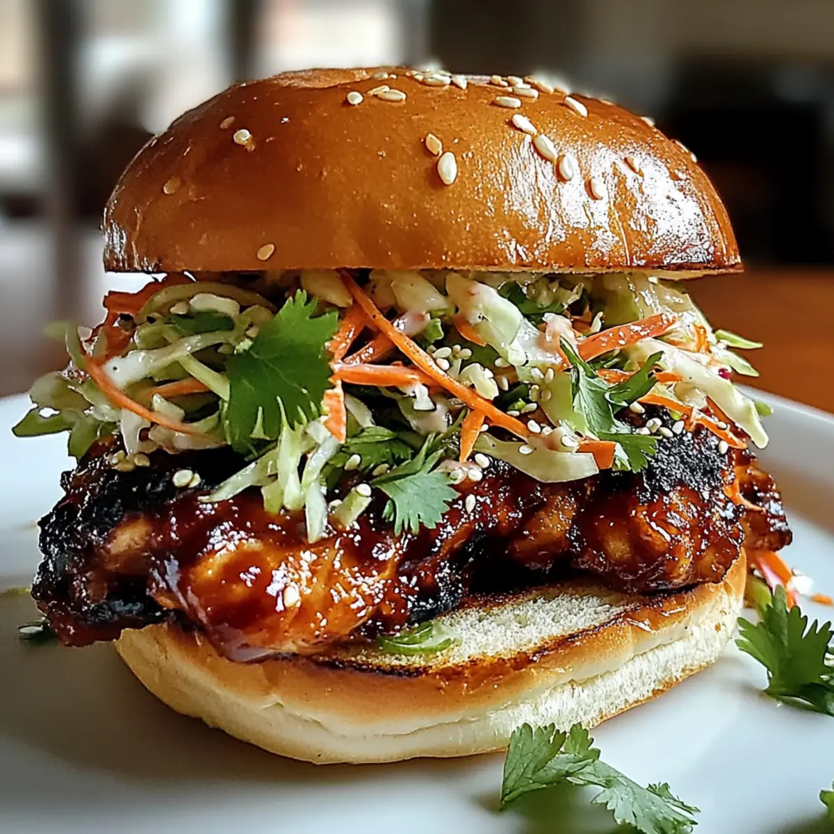 Irresistible Spicy Korean BBQ Chicken Sandwich with Crispy Slaw