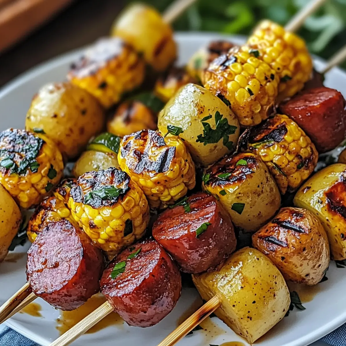 Delicious Cowboy Butter Kielbasa and Potato Skewers Recipe