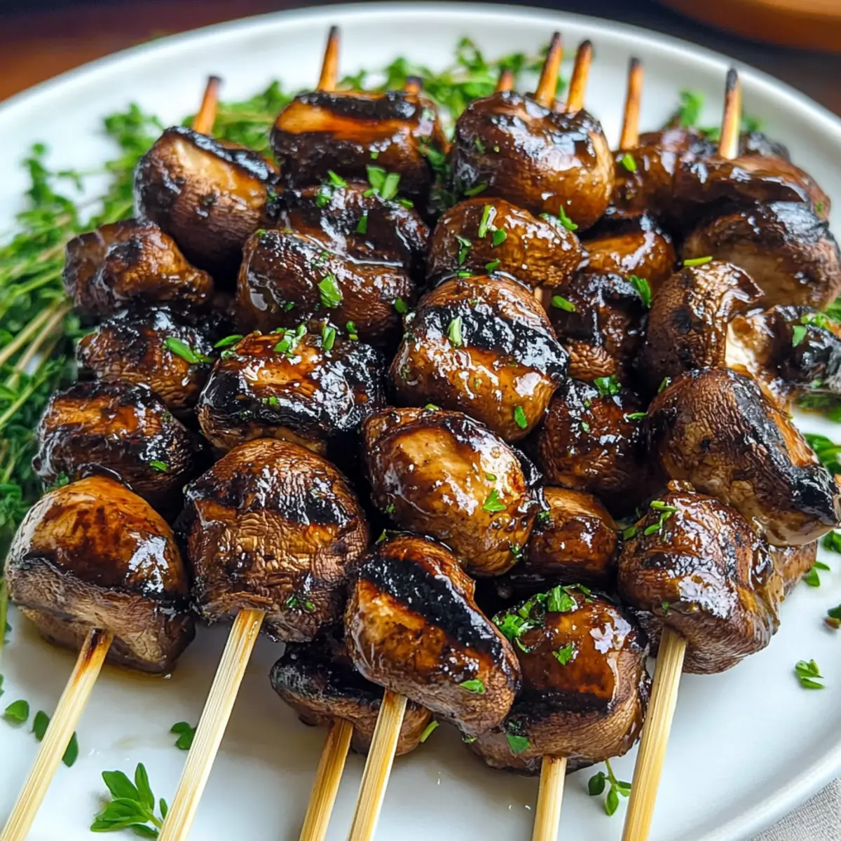 Balsamic Garlic Grilled Mushroom Skewers for Smoky Perfection