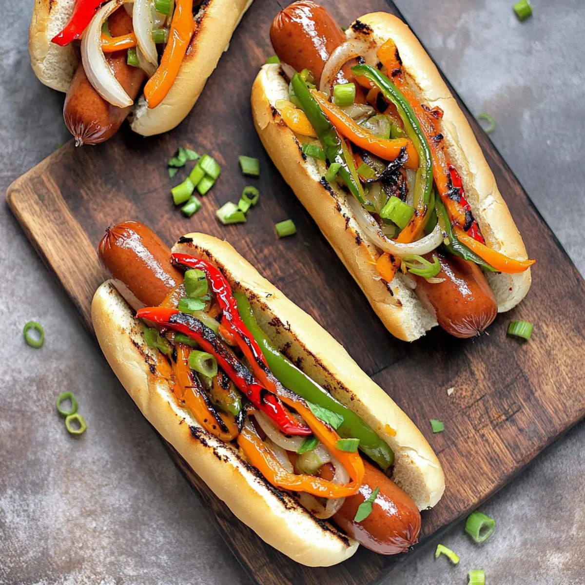 Sizzling Fajita Hot Dogs with Charred Veggies Delight