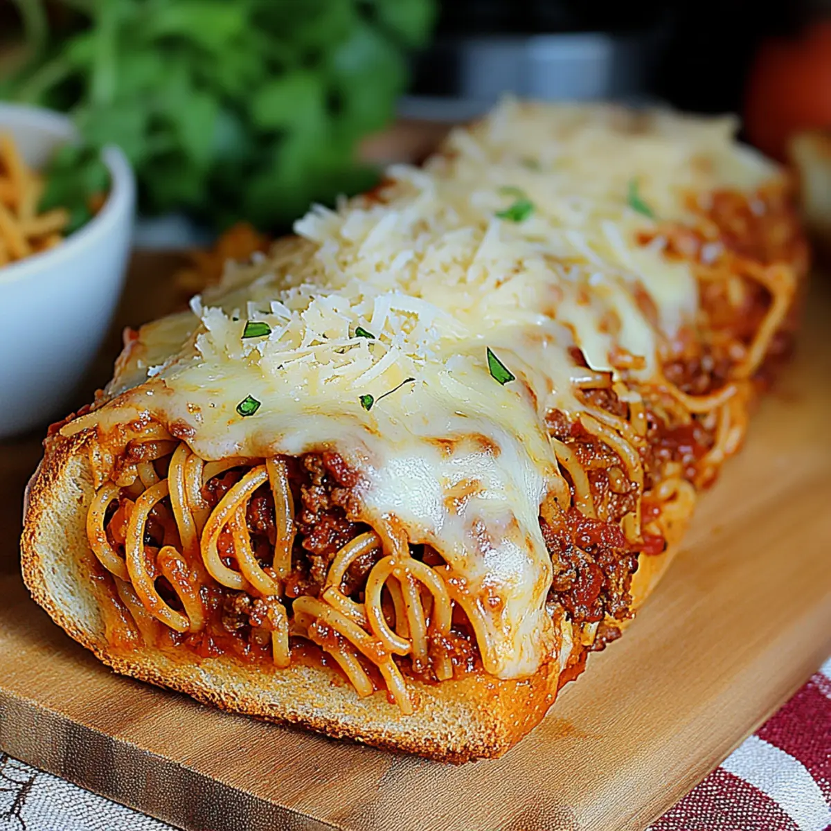 Spaghetti Stuffed Garlic Bread for Ultimate Comfort Food Bliss