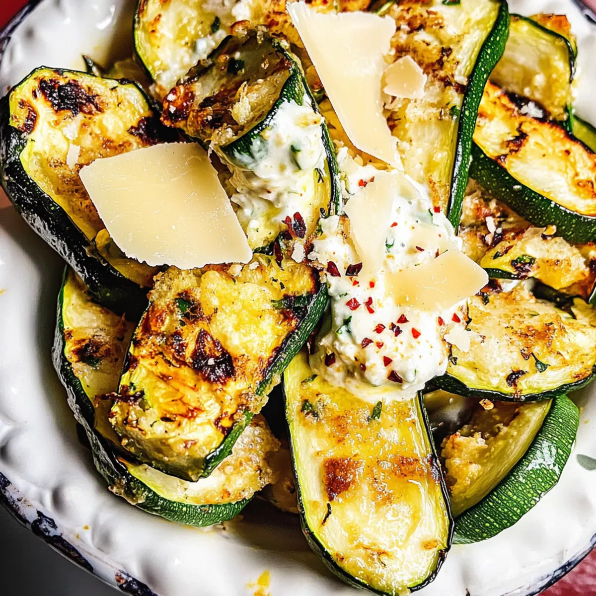Charred Smashed Zucchini with Creamy Lemon Garlic Sauce