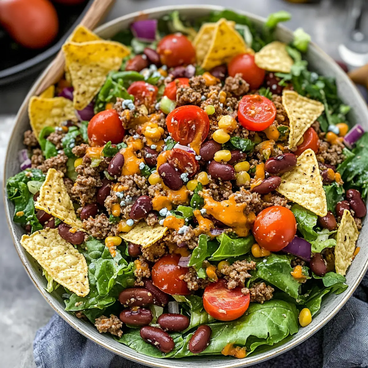 Easy Taco Salad with Zesty Taco Dressing in Just 25 Minutes