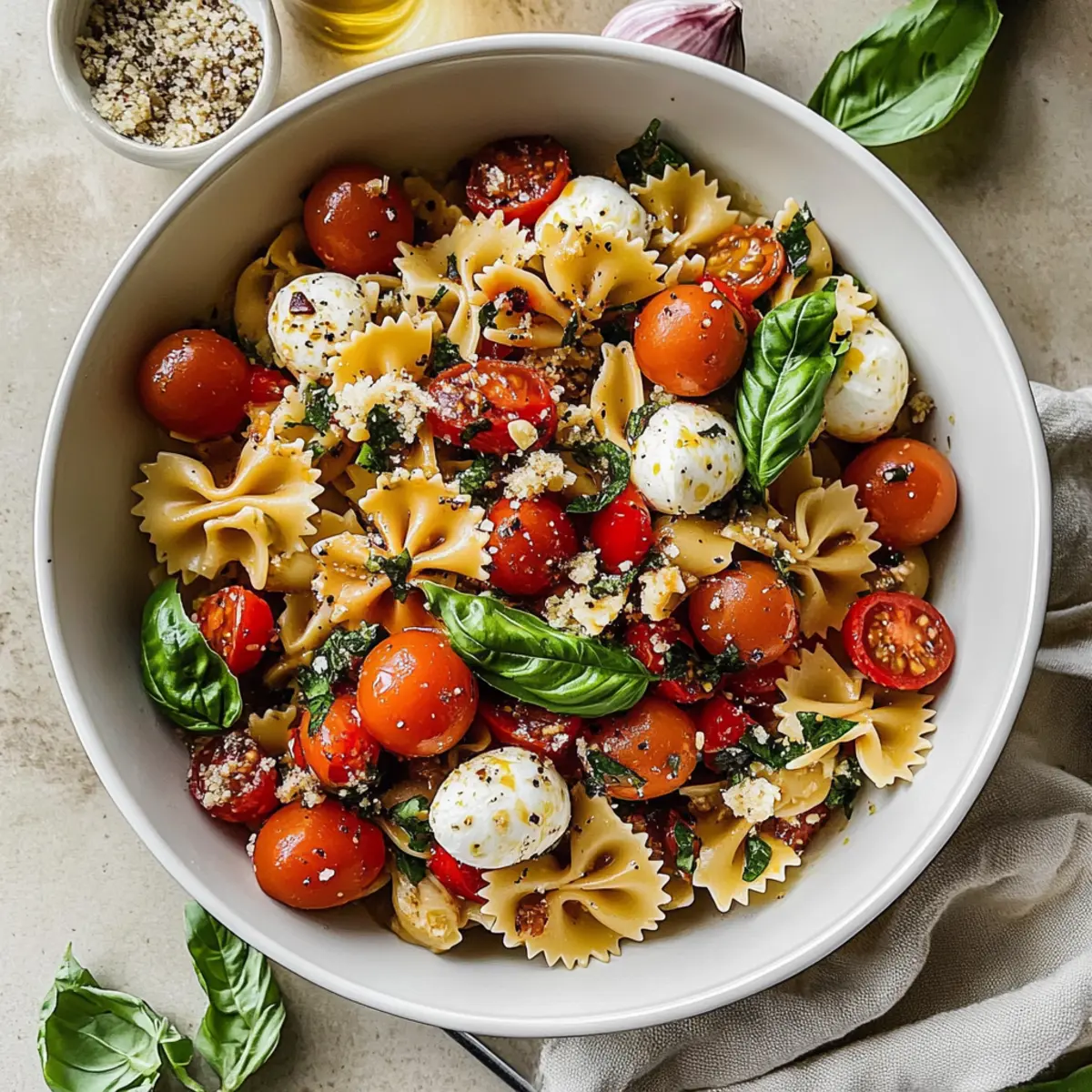 Bruschetta Pasta Salad Bursting with Fresh Italian Flavors