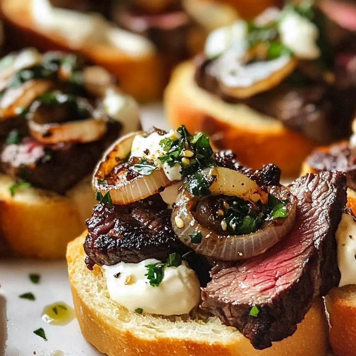 Mouthwatering Steak Crostini with Chimichurri Delight