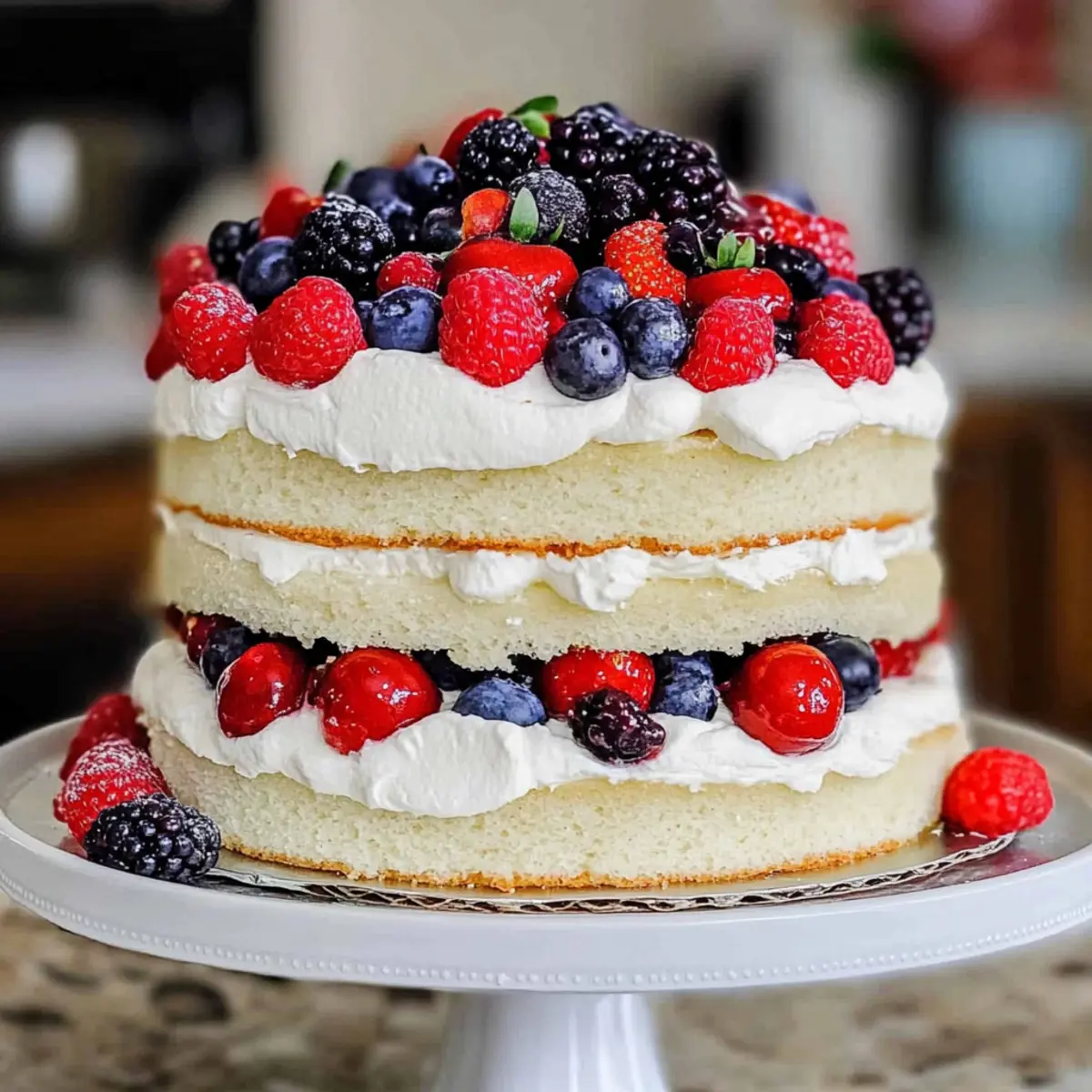 Layered Angel Food Cake with Berries for Summer Bliss