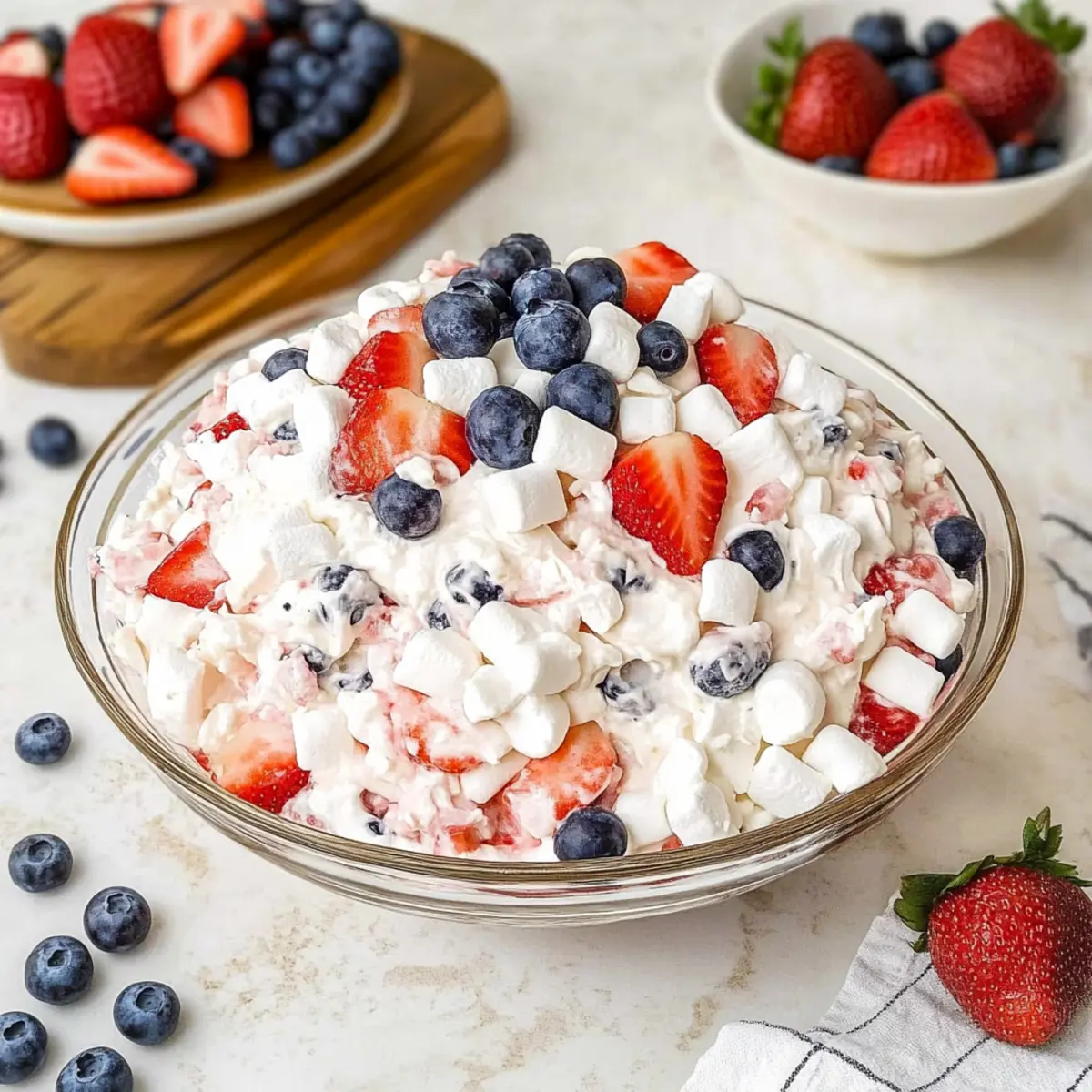 No-Bake Red White & Blue Cheesecake Salad That Wows
