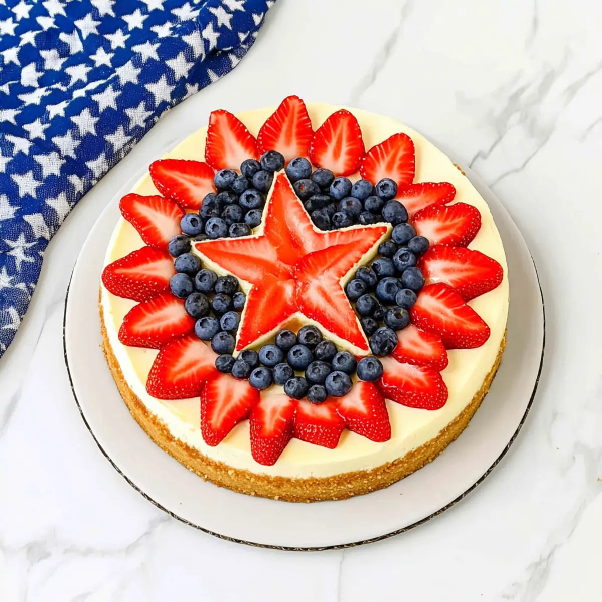 4th of July Cheesecake with Strawberries and Blueberries Delight