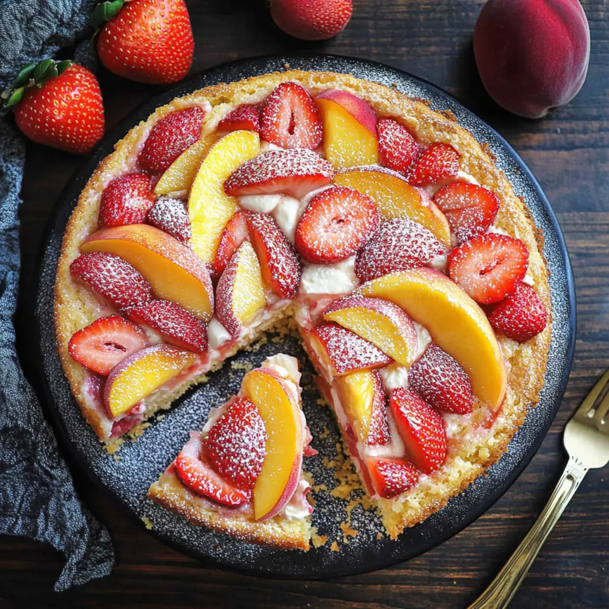 Light and Fluffy Strawberry Peach Cake for Summer Bliss