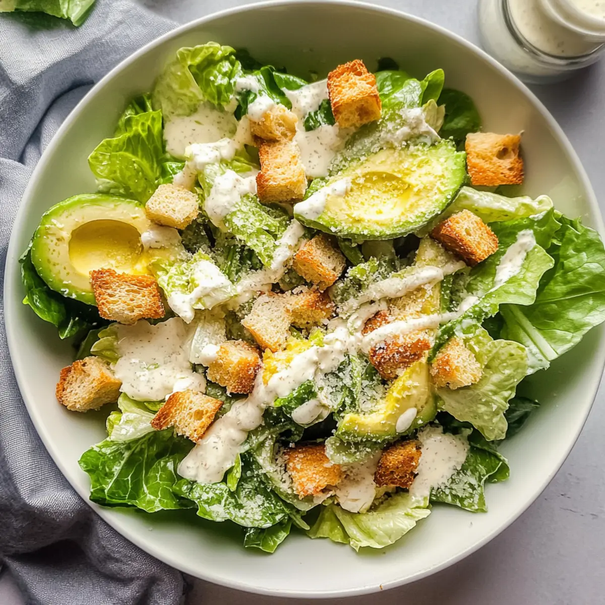 Creamy Avocado Caesar Salad with a Healthy Twist