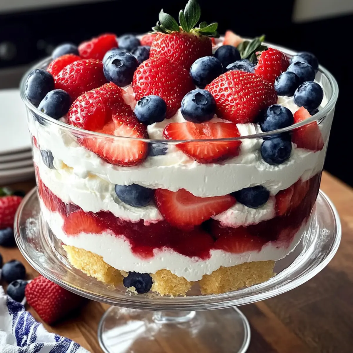 Red, White and Blue Strawberry Shortcake Trifle for Summer Joy