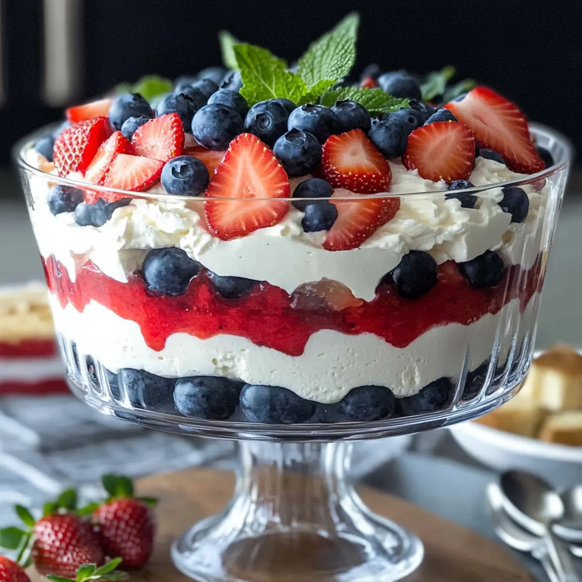 Delicious Red, White & Blue Cheesecake Trifle for Summer Fun